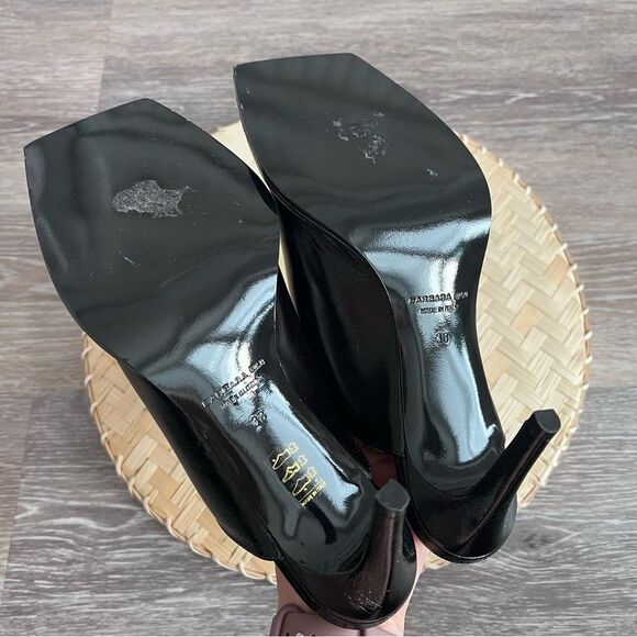 Barbara Bui black leather square toe mules made in Italy designer women’s 38‎ - Picture 5 of 8